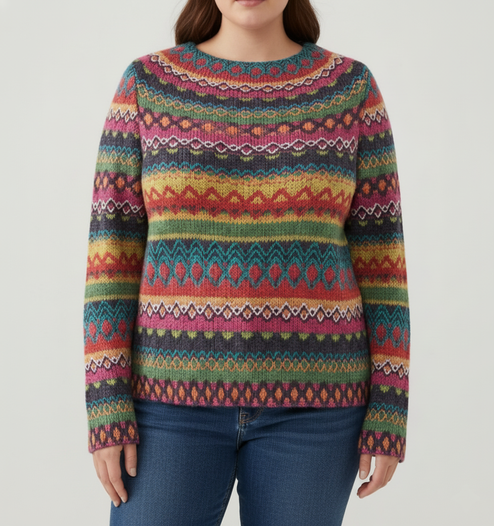 Damenpullover mit farbenfrohem Muster – Warm und stylisch