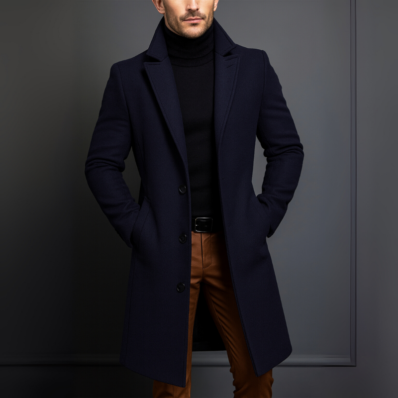 Hochwertiger Herrenmantel aus reiner Wolle