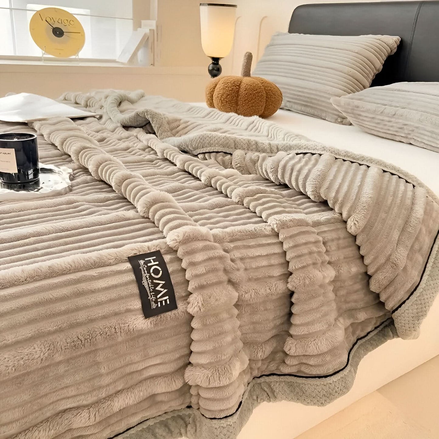 Zachte Rib Pluche Deken – Luxe Warm Woondeken voor Bed & Bank