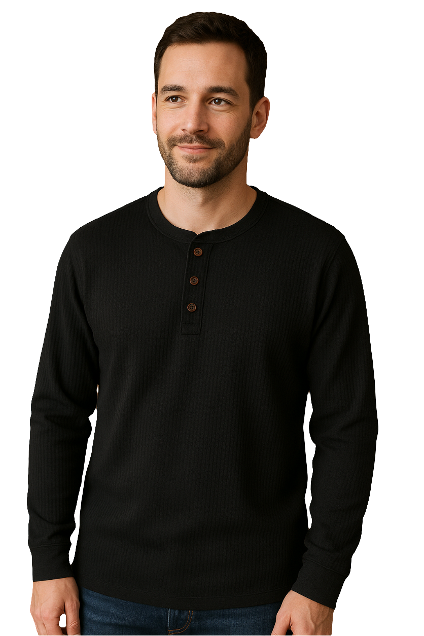 Waffel-Henley-Shirt | Bequeme Baumwolle | Lässige Herrenmode