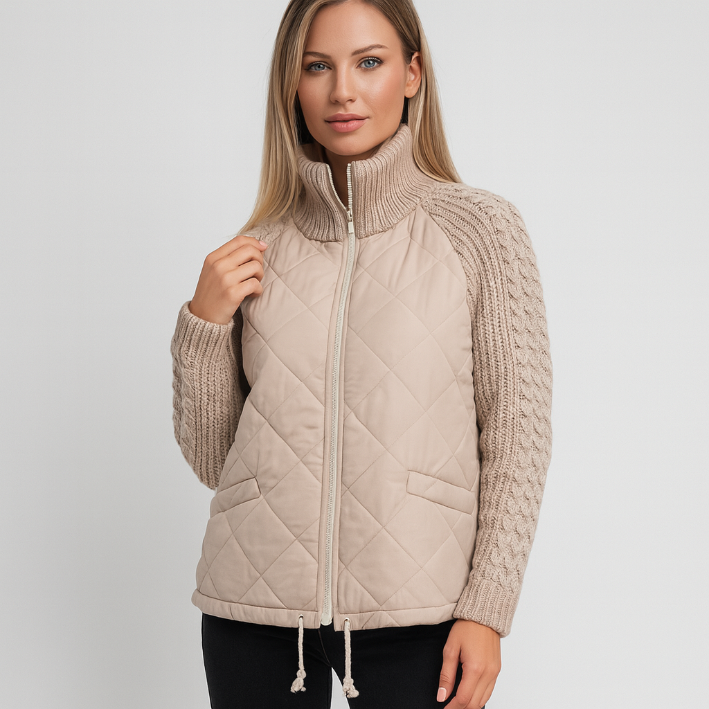 Gefütterte Damenjacke mit Strickärmeln – warm und stylisch