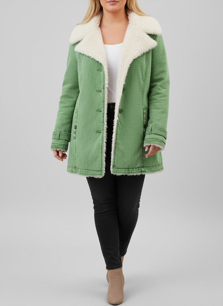 Damen-Wintermantel mit Sherpa-Futter – Warmes und stilvolles Design