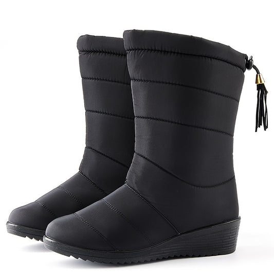 Gefütterte Damen-Winterstiefel – Warme, rutschfeste Stiefel mit Kordelzug