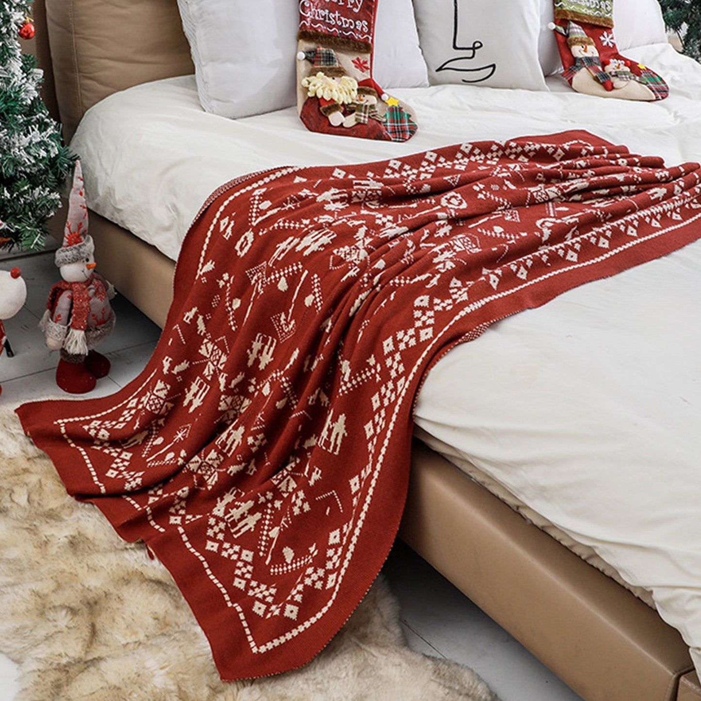 Kerst plaid in rood – Warme en sfeervolle winterdeken met patroon