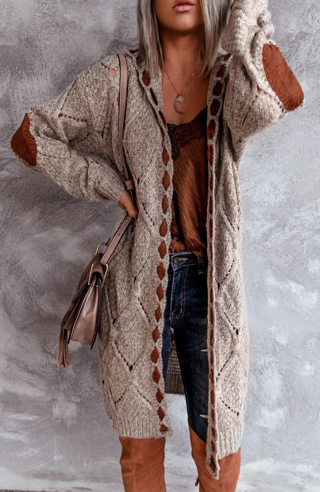 Lang Dames Vest met Capuchon – Oversized Gebreid en Comfortabel