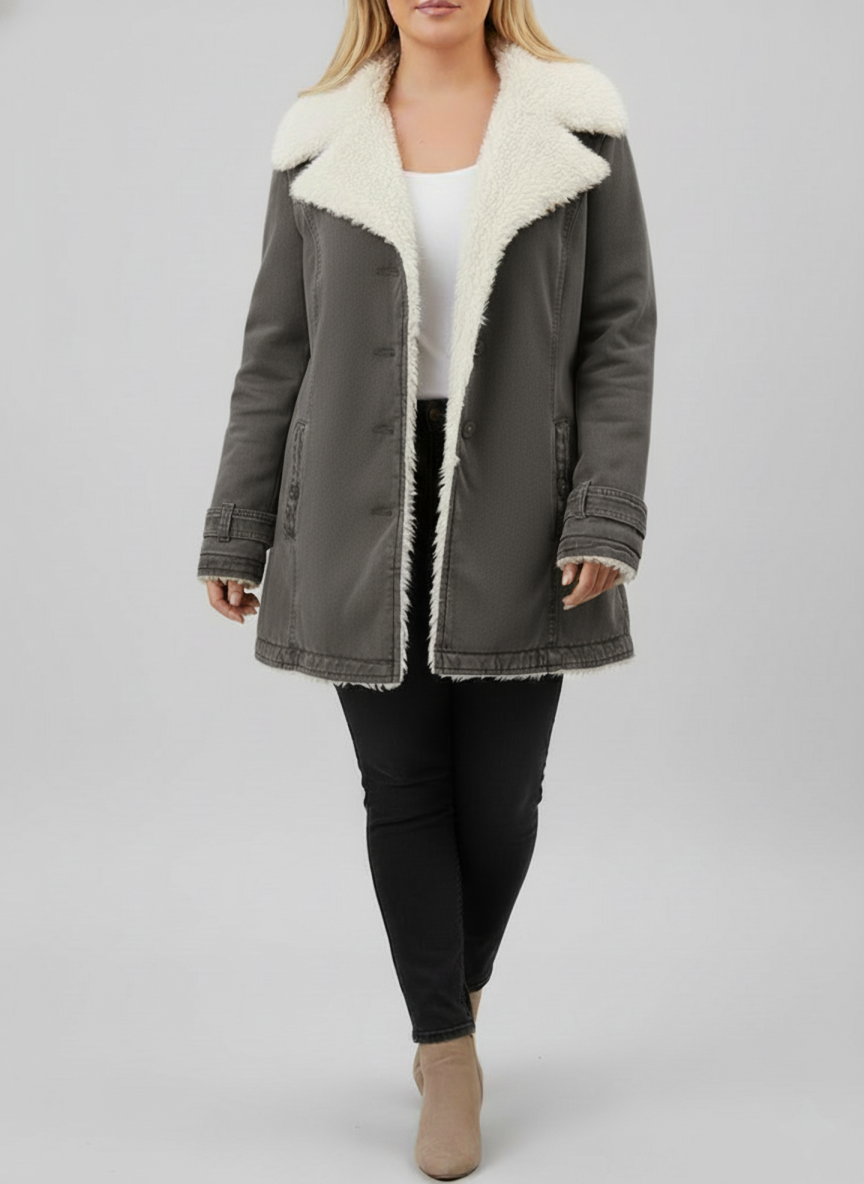 Damen-Wintermantel mit Sherpa-Futter – Warmes und stilvolles Design