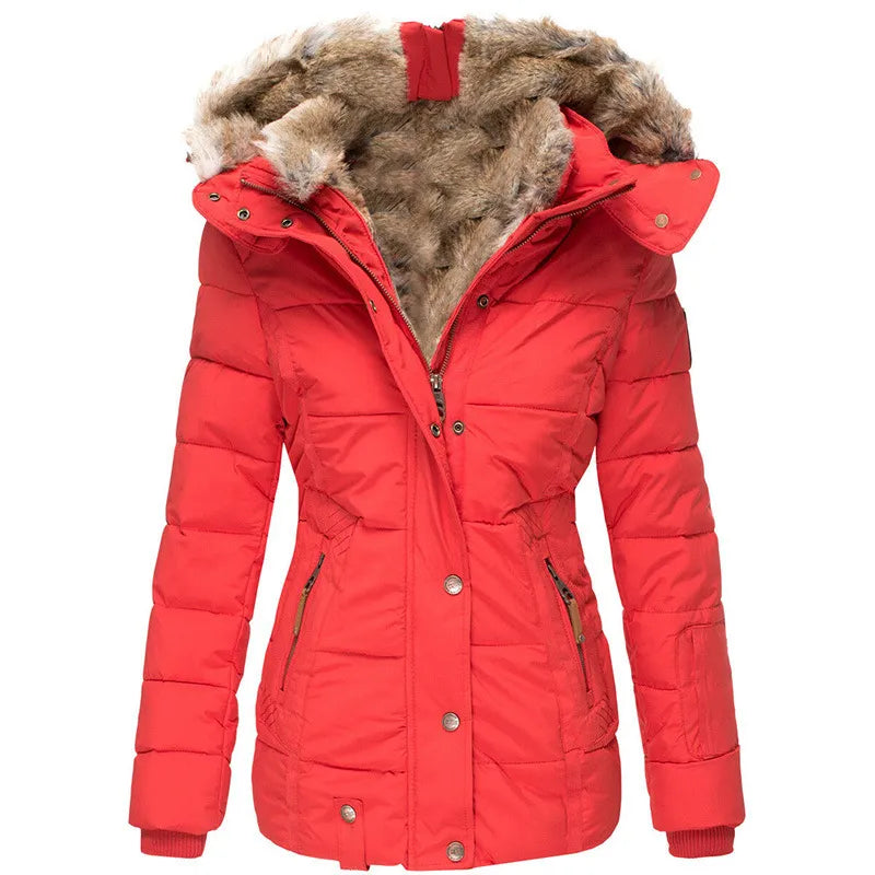 Dames winterjas – Getailleerde parka met afneembare capuchon
