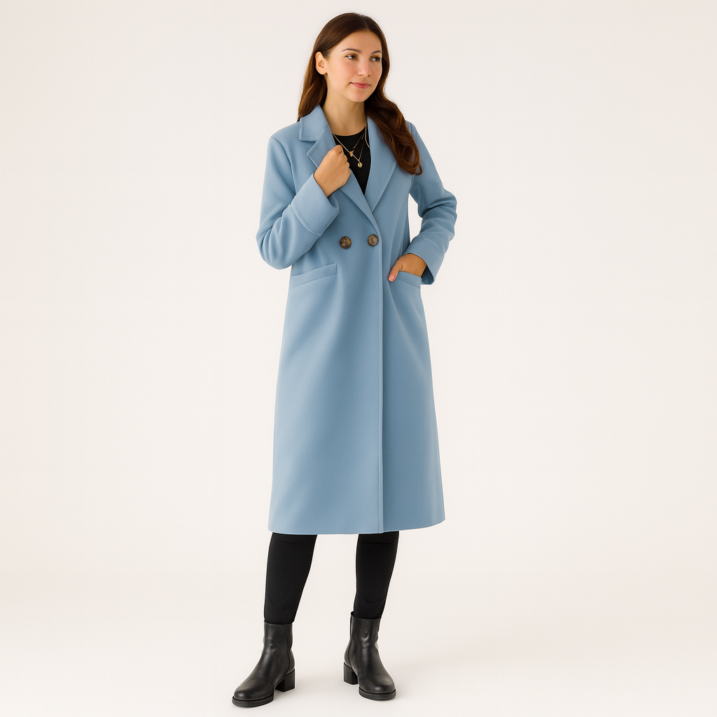 Dames Lange Jas met Reverskraag – Elegant, Klassiek & Stijlvol