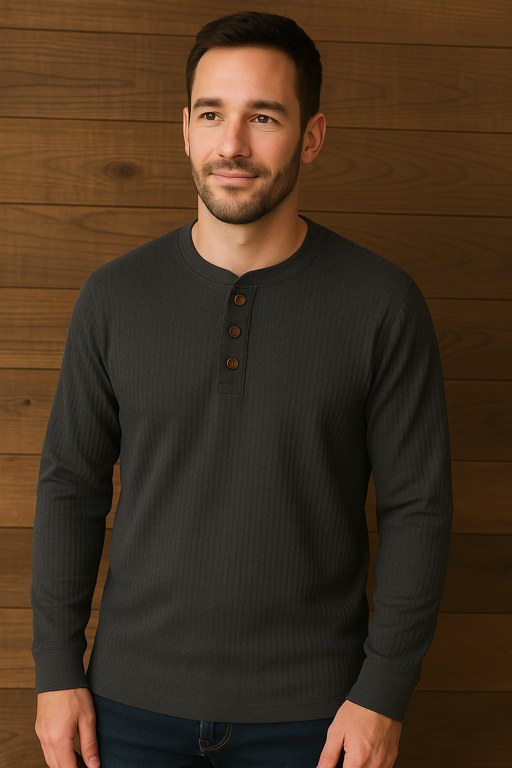 Waffel-Henley-Shirt | Bequeme Baumwolle | Lässige Herrenmode