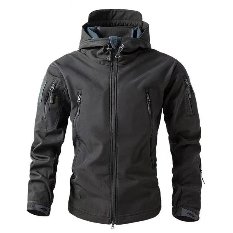 Heren Softshell Jas – Winddichte Outdoorjas met Capuchon en Zakken