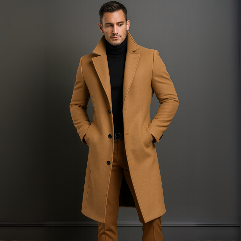 Hochwertiger Herrenmantel aus reiner Wolle