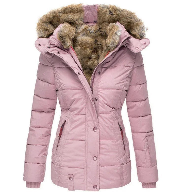 Dames winterjas – Getailleerde parka met afneembare capuchon