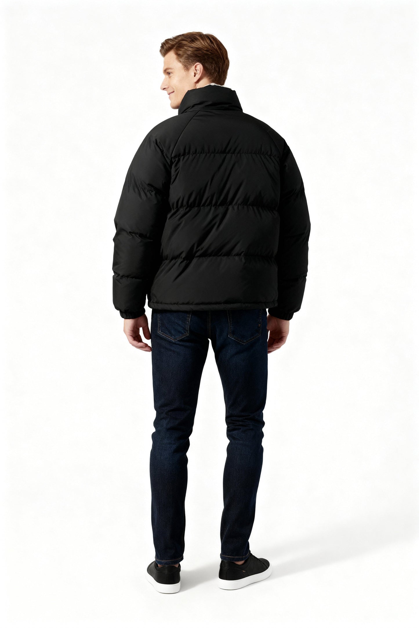 Wattierte Herren-Winterjacke - Warme Jacke mit hohem Kragen und Futter