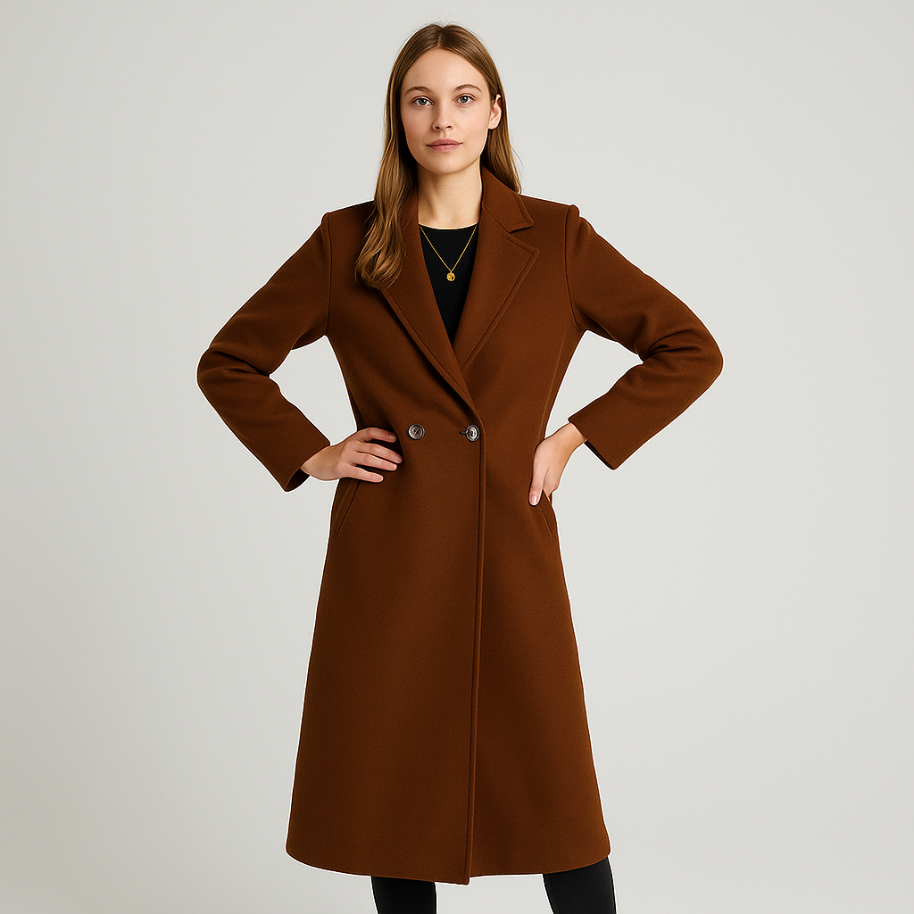 Dames Lange Jas met Reverskraag – Elegant, Klassiek & Stijlvol