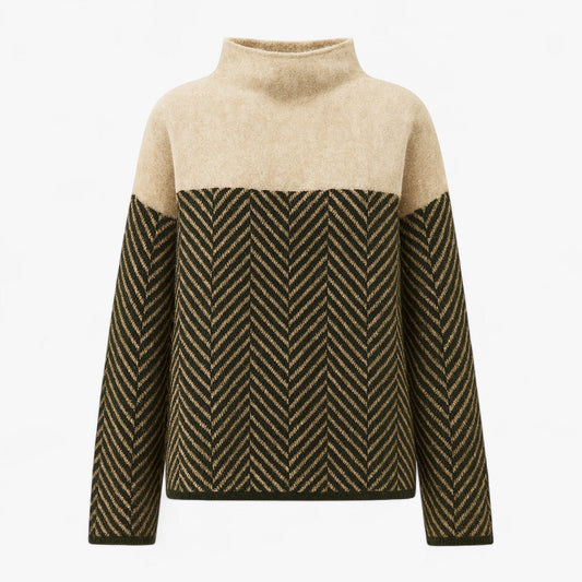 Damestrui met Hoge Hals – Moderne Gebreide Trui met Patroon