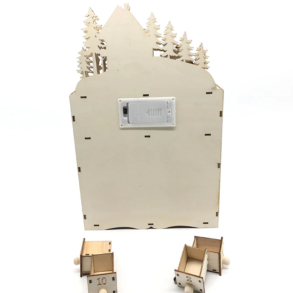 Houten Adventskalender met Licht – Herbruikbare Kerstkalender 24 Vakjes