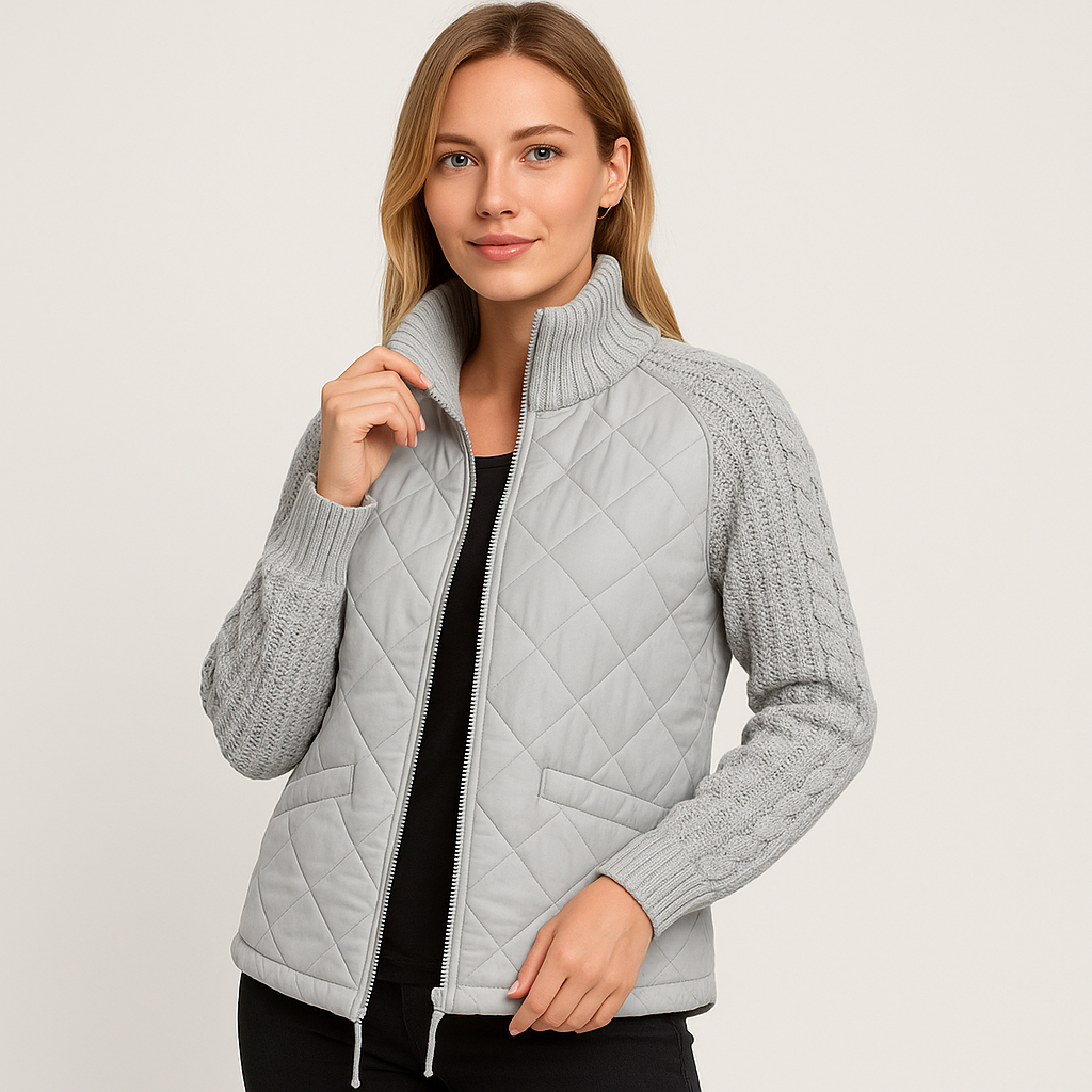 Gefütterte Damenjacke mit Strickärmeln – warm und stylisch