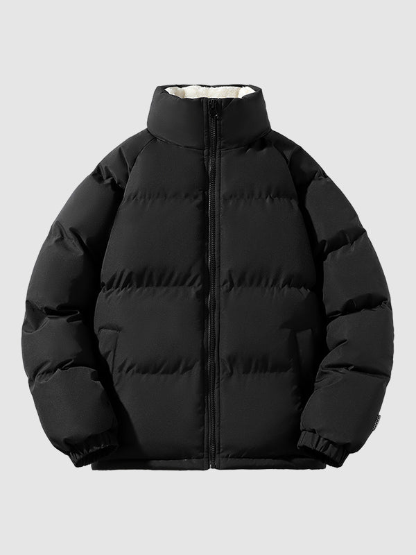 Wattierte Herren-Winterjacke - Warme Jacke mit hohem Kragen und Futter