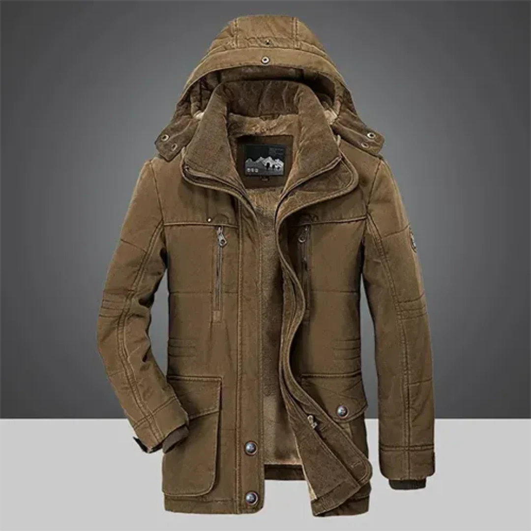 Herren-Wintermantel mit Kapuze – Warmer Parka mit weichem Futter