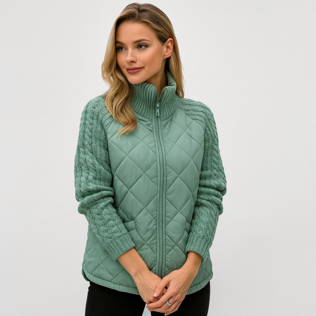 Gefütterte Damenjacke mit Strickärmeln – warm und stylisch