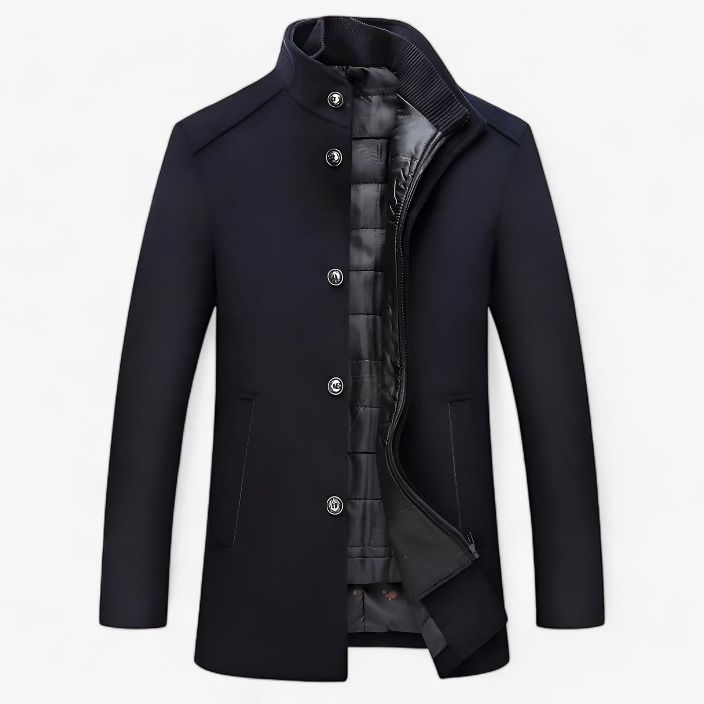 Heren Winterjas – Klassiek en Elegant met Hoge Kraag