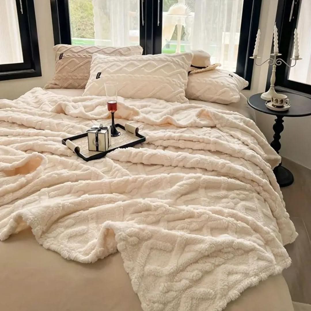 Zachte Pluche Deken met Patroon – Luxe Warm Woondeken voor Bank & Bed