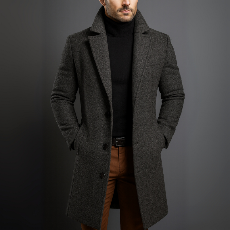 Hochwertiger Herrenmantel aus reiner Wolle