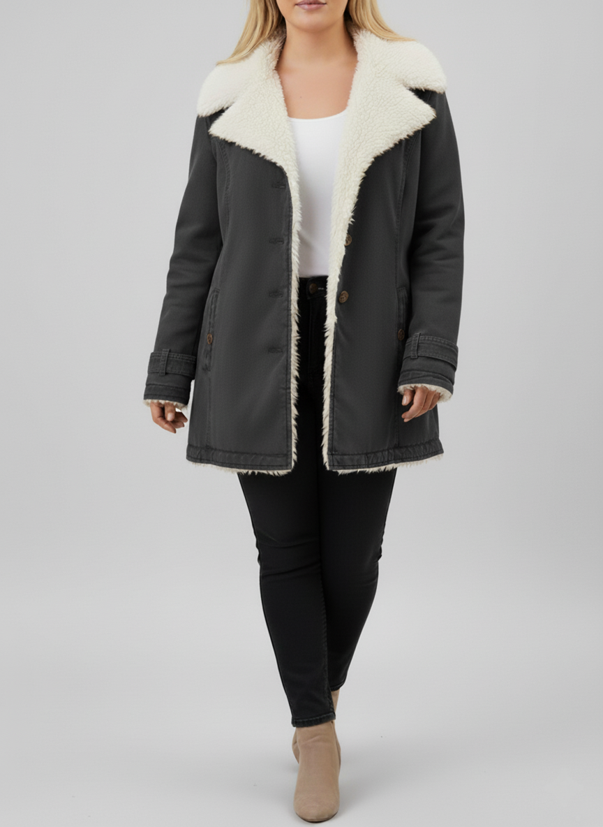 Damen-Wintermantel mit Sherpa-Futter – Warmes und stilvolles Design