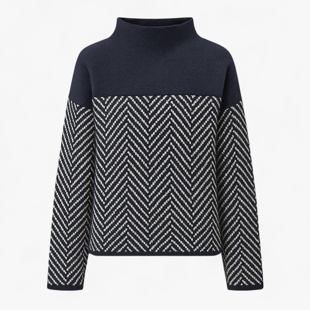 Damestrui met Hoge Hals – Moderne Gebreide Trui met Patroon