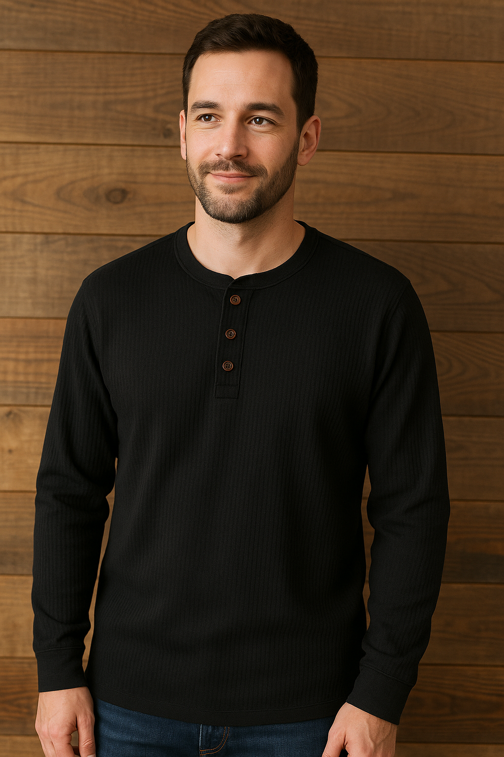 Waffel-Henley-Shirt | Bequeme Baumwolle | Lässige Herrenmode