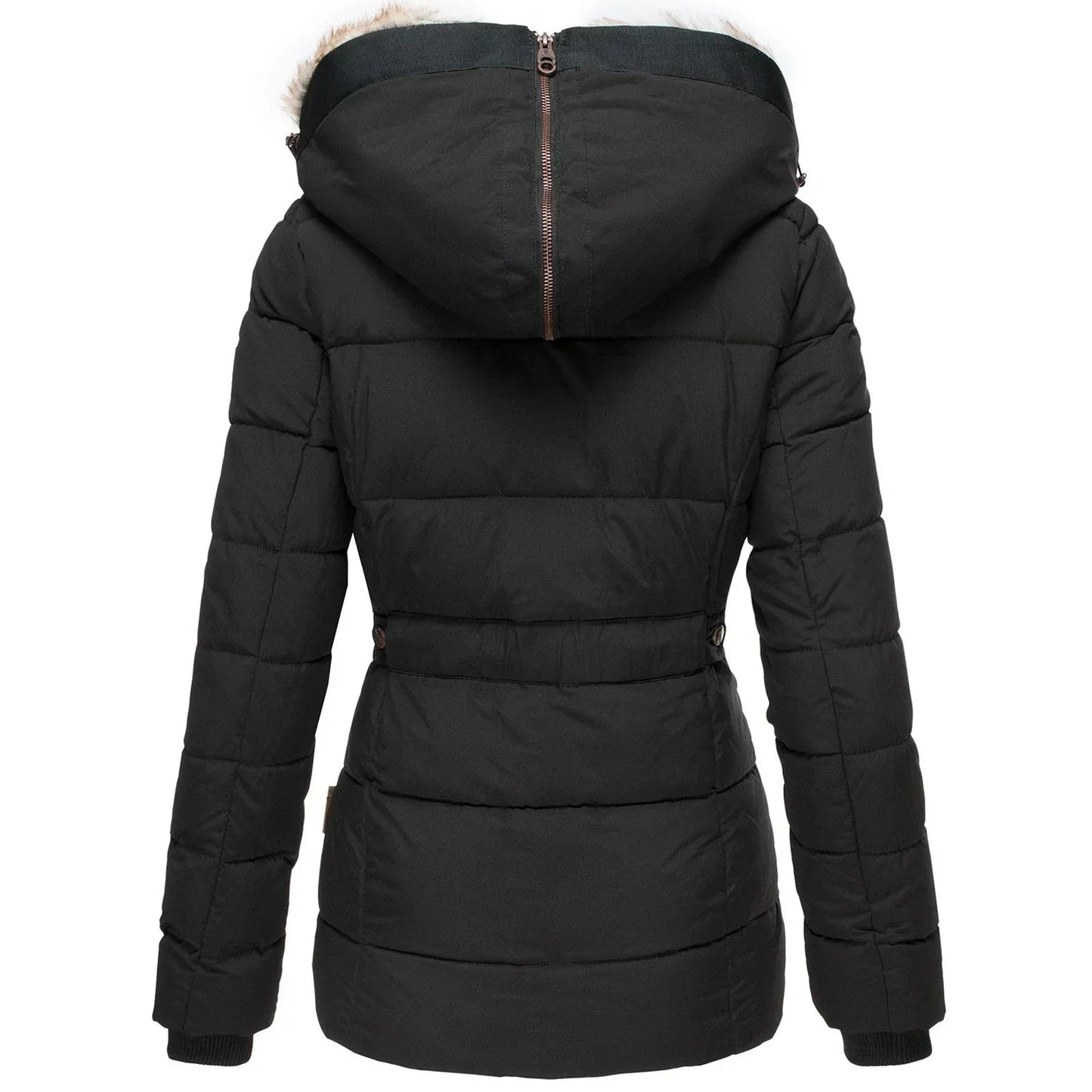 Dames winterjas – Getailleerde parka met afneembare capuchon