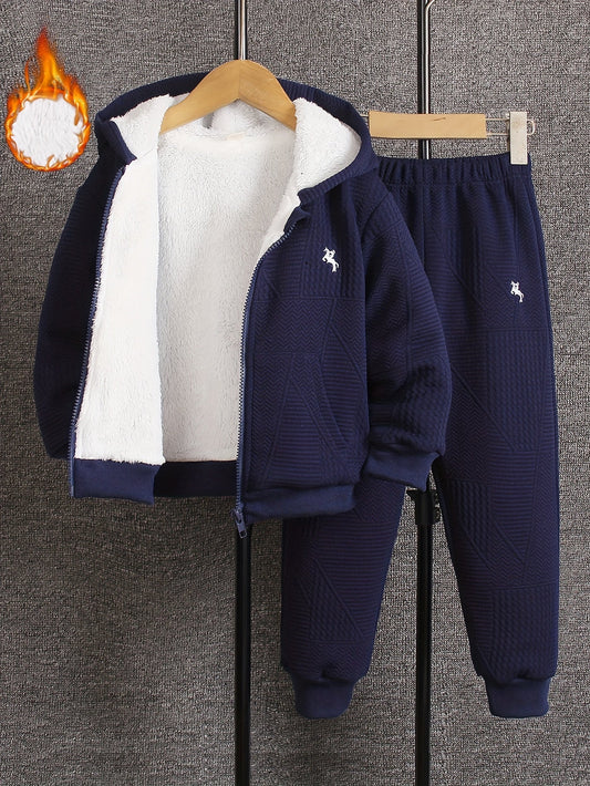 Jongens Fleece Hoodie Set – 2-delig Navy Pak met Hoodie en Broek