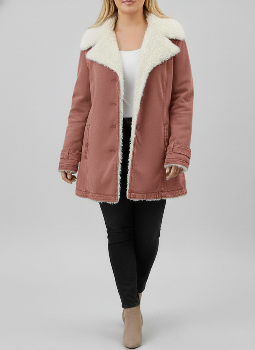 Damen-Wintermantel mit Sherpa-Futter – Warmes und stilvolles Design