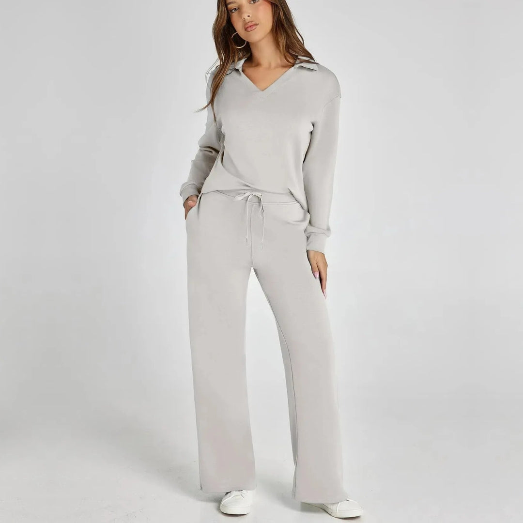 Dames Lounge Set – Comfortabele Tweedelige Set met V-hals
