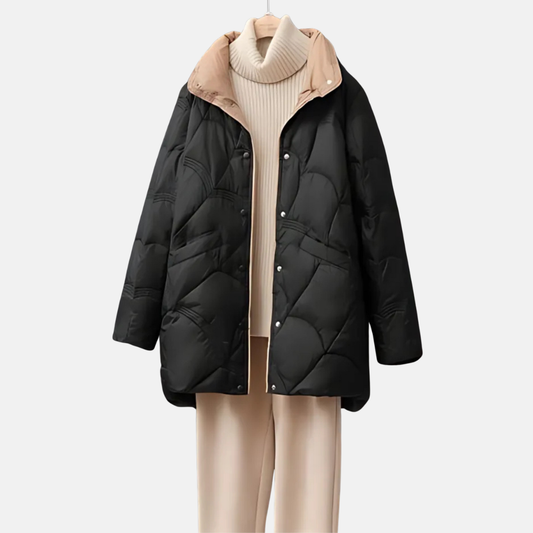 Kurze, wattierte Damenjacke – Warmer, stylischer Wintermantel mit Kragen