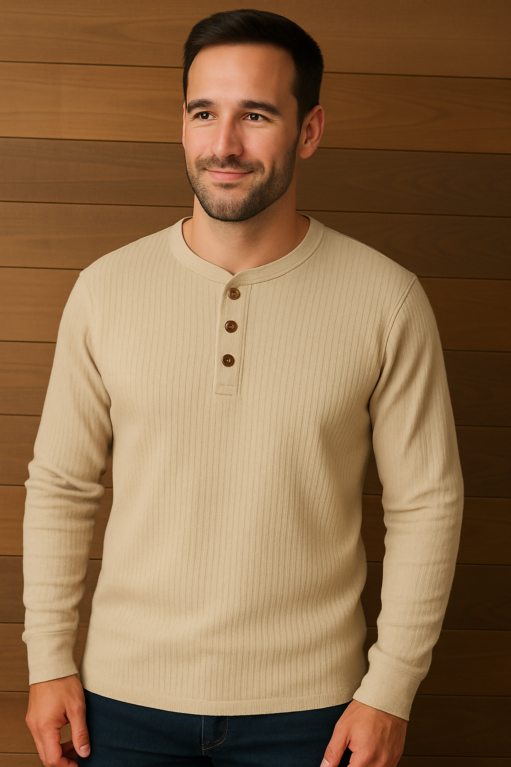 Waffel-Henley-Shirt | Bequeme Baumwolle | Lässige Herrenmode