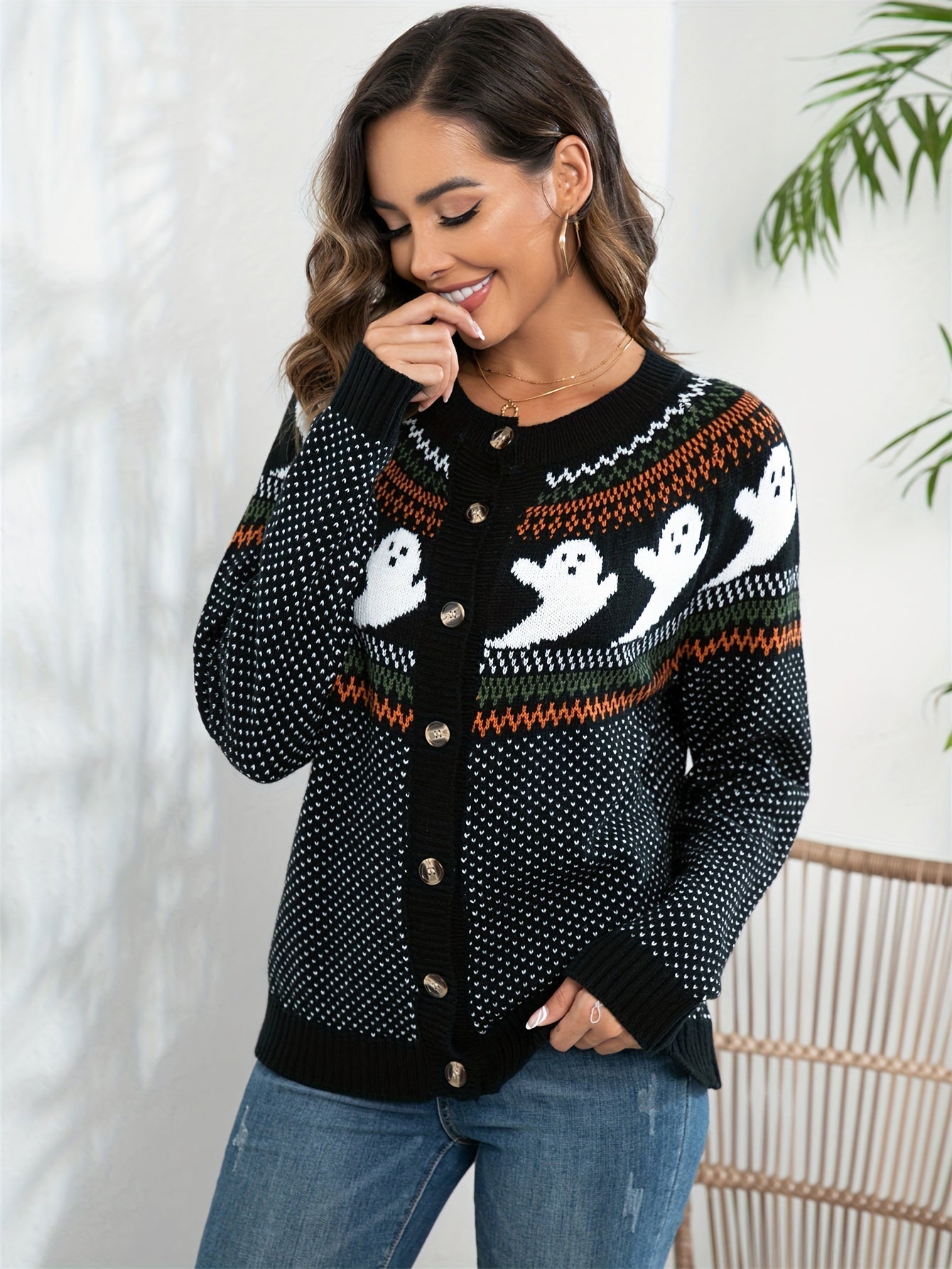 Halloween Dames Vest met Spookmotief – Comfortabel en Stijlvol