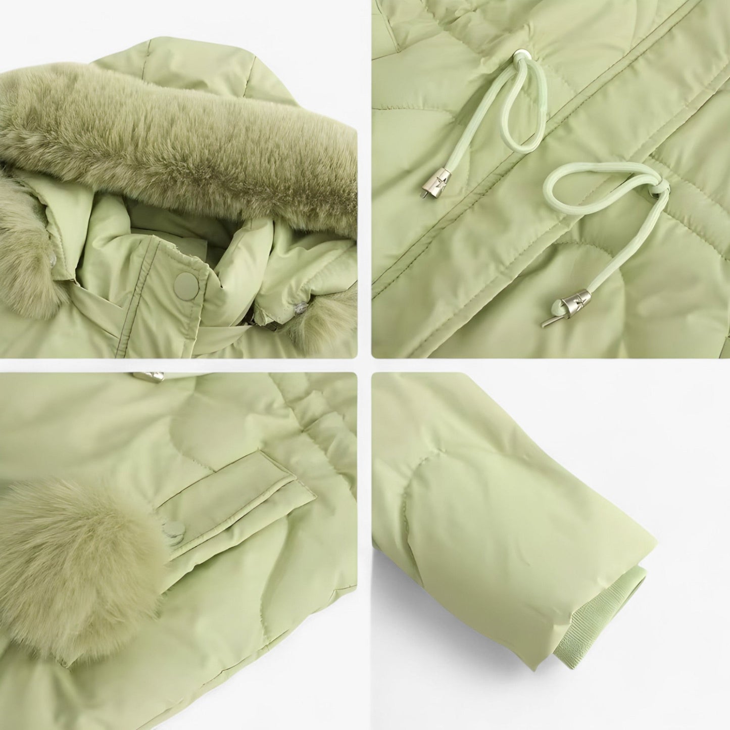 Dames Winterjas – Elegante Warme Jas met Bontkraag en Capuchon