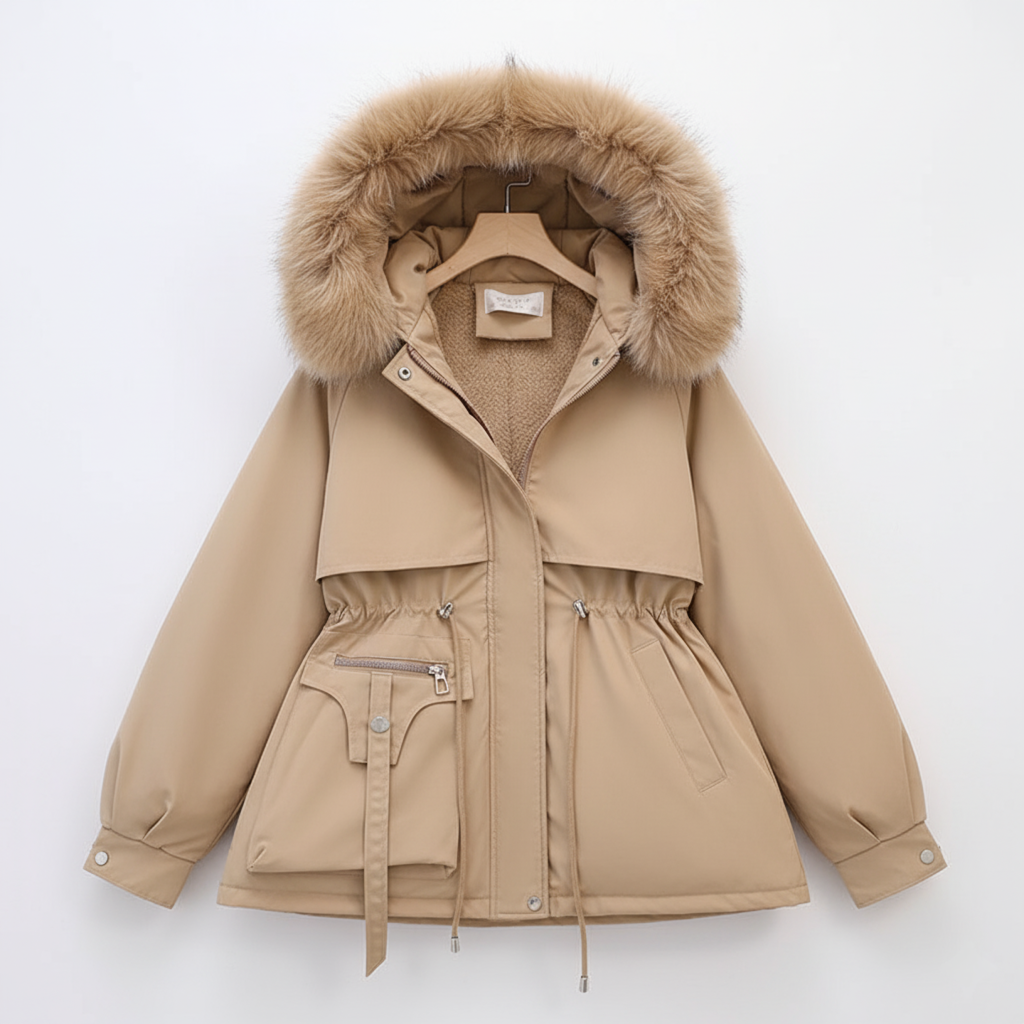 Damen-Wintermantel mit Kunstpelzkragen – Warmes und elegantes Design