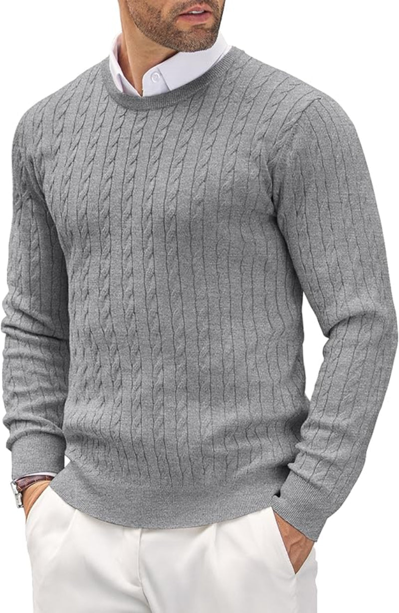 Herren-Zopfstrickpullover – Klassischer Rundhalspullover mit Struktur