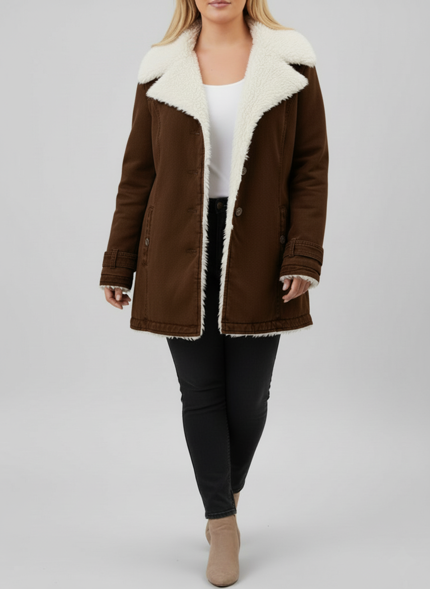 Damen-Wintermantel mit Sherpa-Futter – Warmes und stilvolles Design