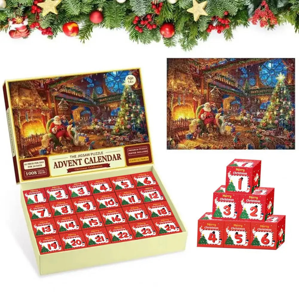 Luxe Puzzel Adventskalender – 1008-Delige Kerstkamer Editie