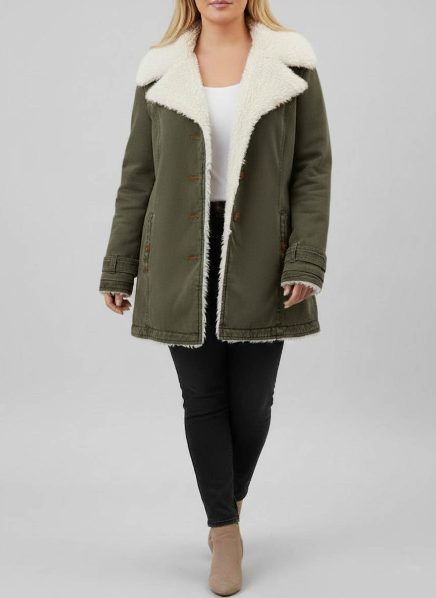 Damen-Wintermantel mit Sherpa-Futter – Warmes und stilvolles Design