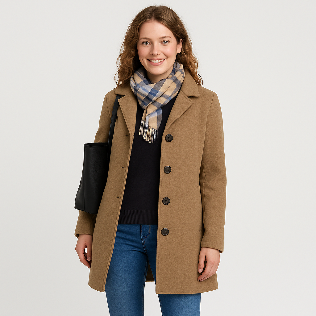 Dames Lange Jas – Klassiek, Elegant & Comfortabel Ontwerp