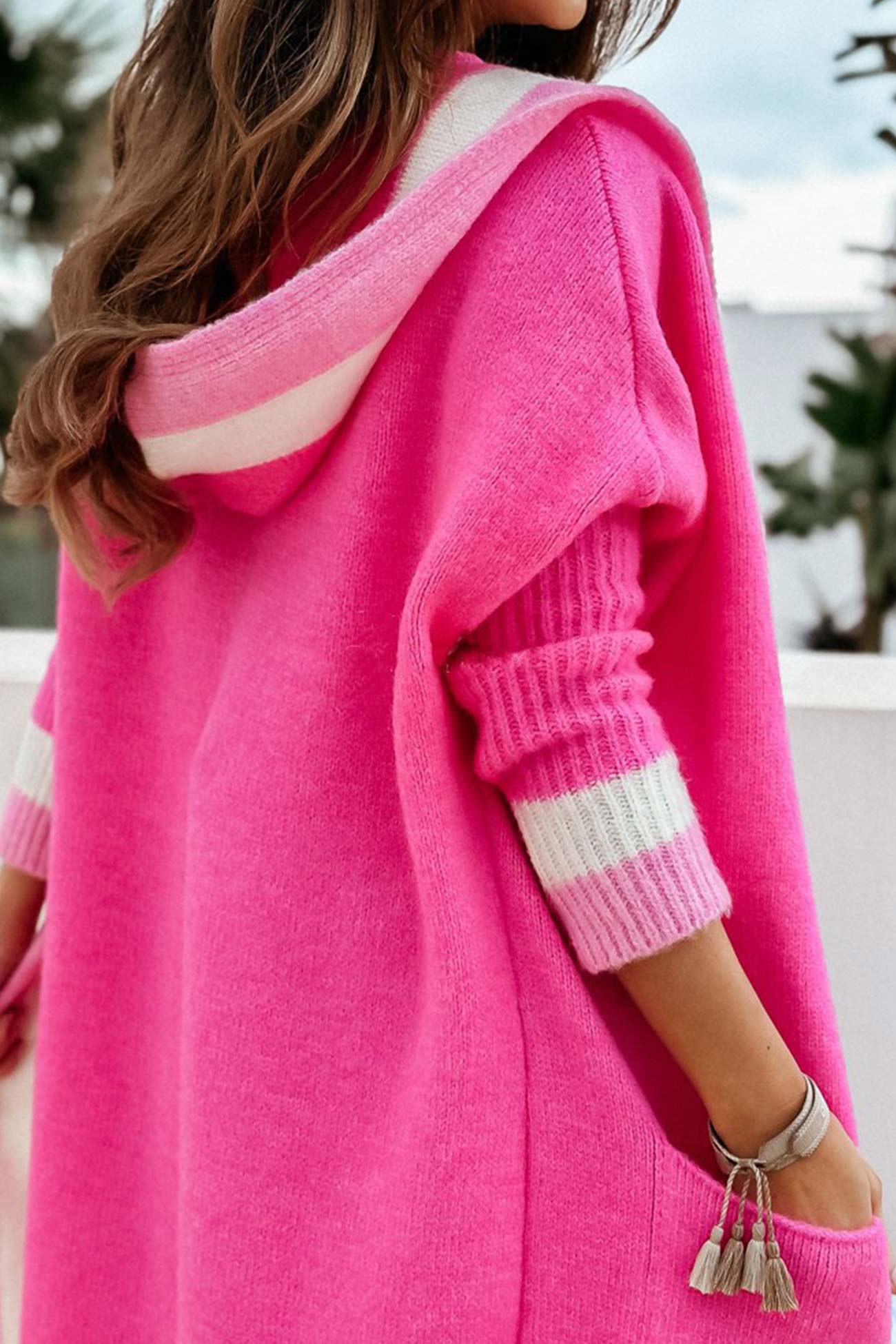 Dames Hoodie Cardigan met Contrastdesign – Lange Herfstvesten