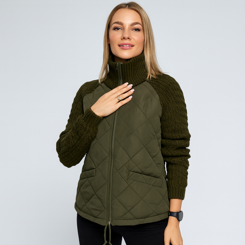 Gefütterte Damenjacke mit Strickärmeln – warm und stylisch