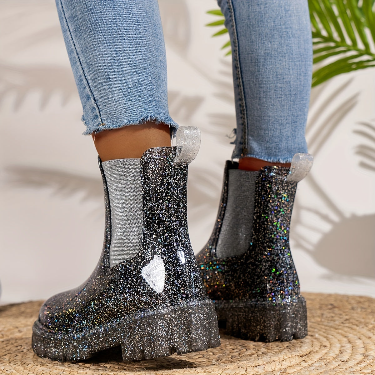 Chelsea Regenlaarzen Dames – Waterdichte Enkelboots met Dikke Zool