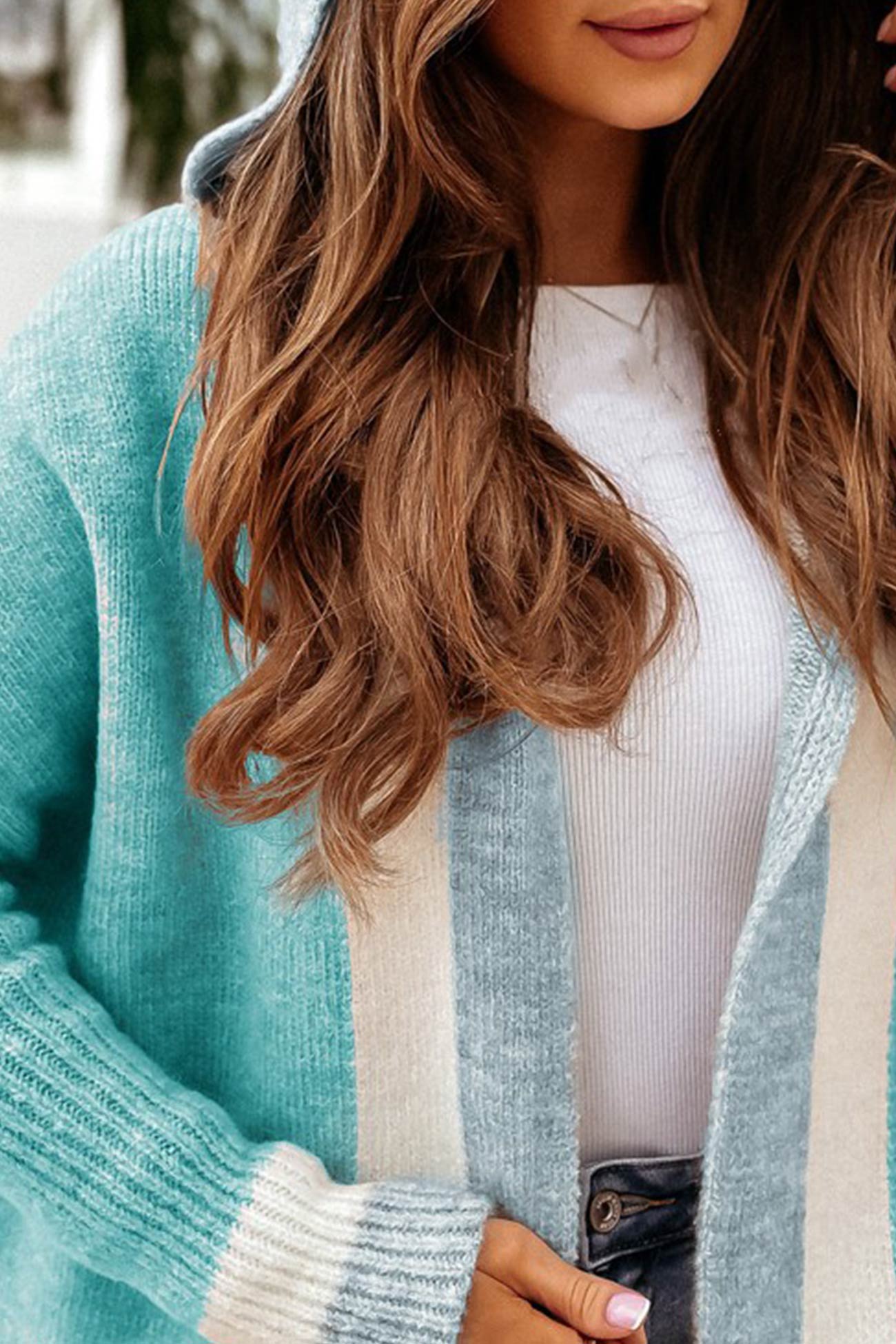 Dames Hoodie Cardigan met Contrastdesign – Lange Herfstvesten