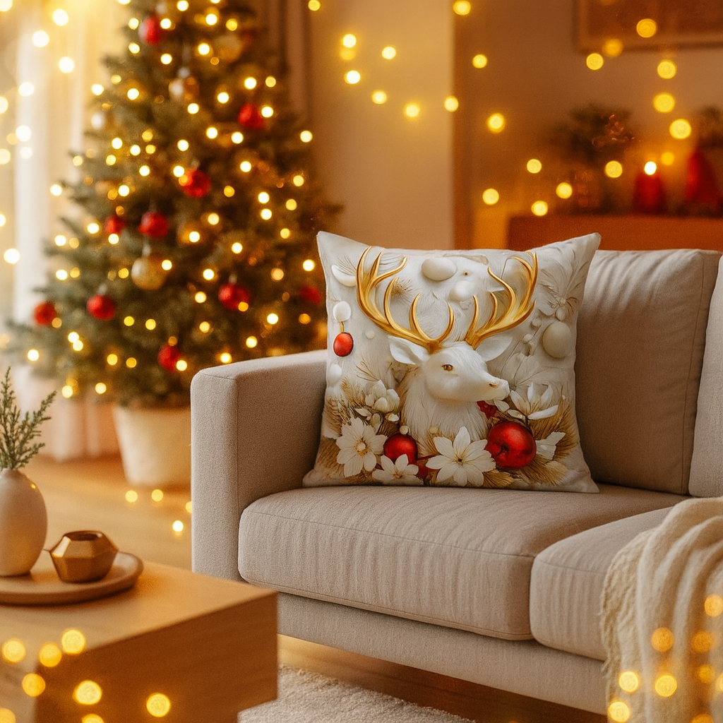 Kerst Kussenhoes – Decoratieve Winter Hoes met Feestelijke Prints