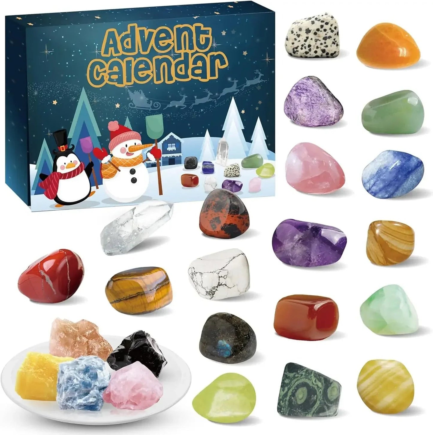Kristallen Adventskalender – 24 Dagen Mini Stenen & Edelsteenverrassingen